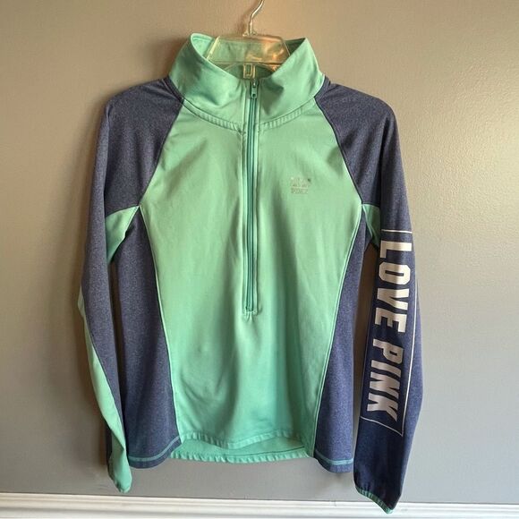 PINK Ultimate Victoria’s Secret mint green and blue workout top shirt size M - Picture 1 of 5